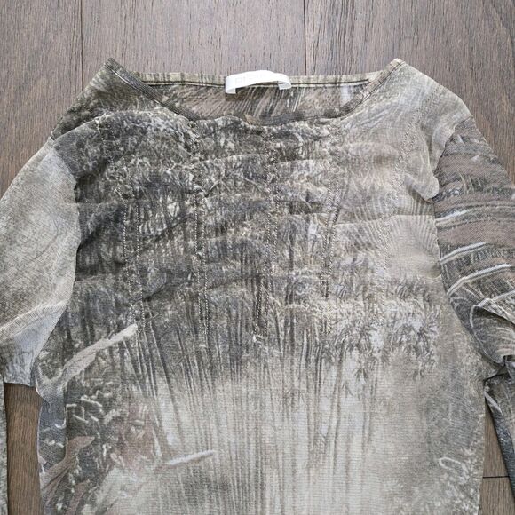 Promod Womens Shirt Top Summer Sheer Forest Lagenlook Camouflage Size S - Picture 4 of 7